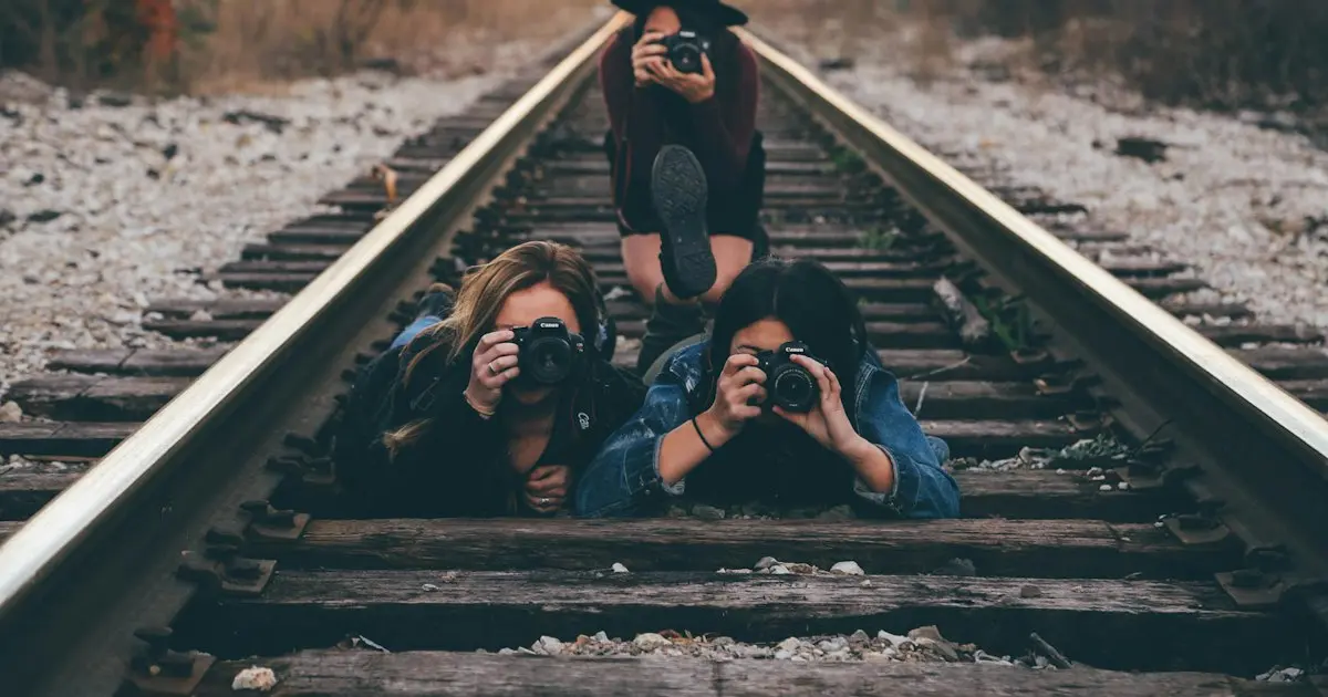 Friends taking photos together photography