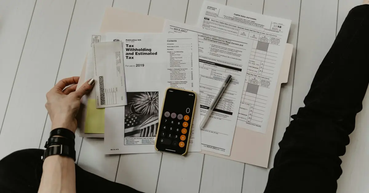 Calculator, receipts and a camera on a desk comparing the cost of AI dating photos versus a photographer