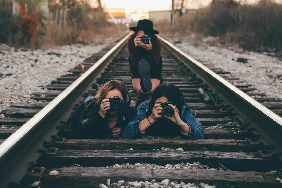 Friends taking photos together photography