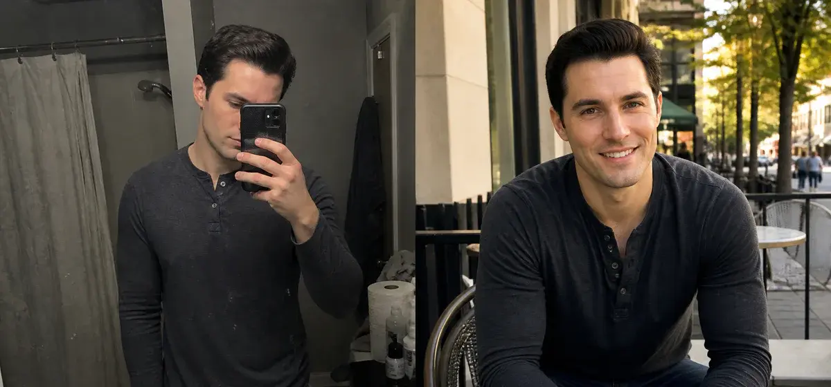 Good and bad dating profile picture choices shown as a practical comparison