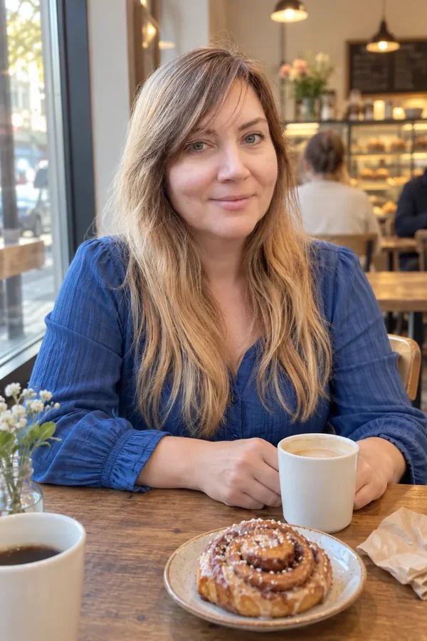Bakery Window Seat: portrait in a clear acrylic display