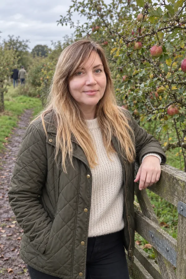 Orchard Gate Pause: portrait in a clear acrylic display