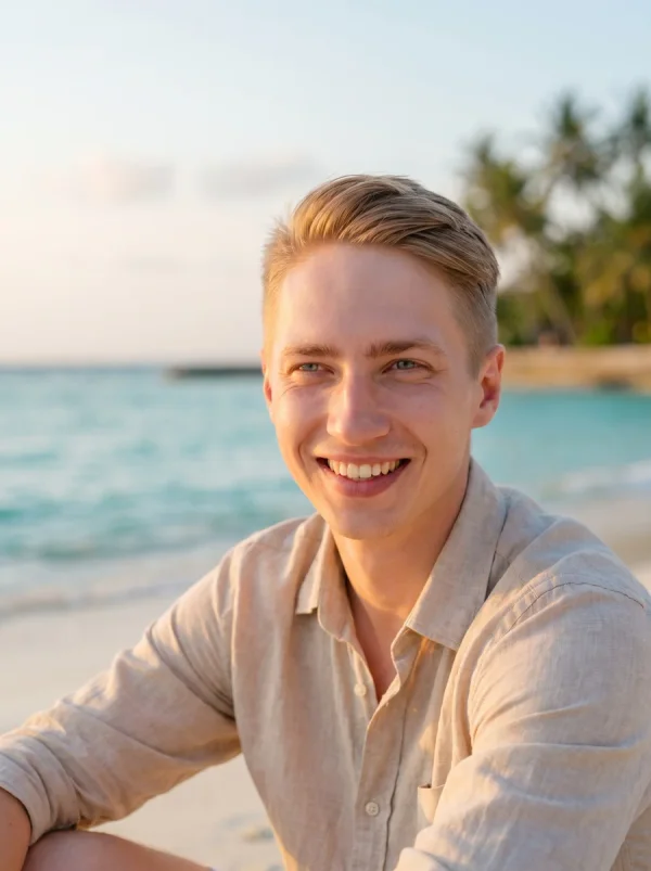 Portrait · Beach Golden Hour: Porträt in einem klaren Acryldisplay