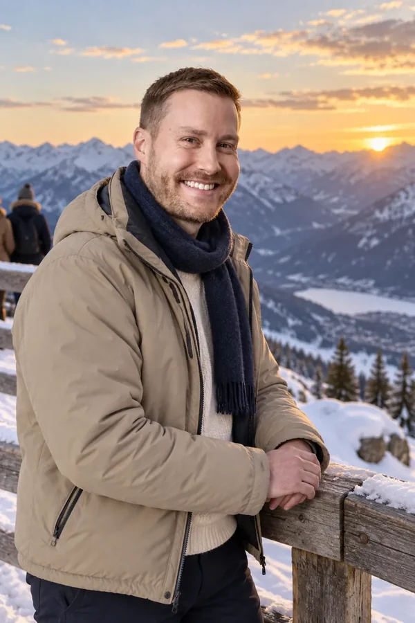 Alpine Last Light: portrait in a clear acrylic display